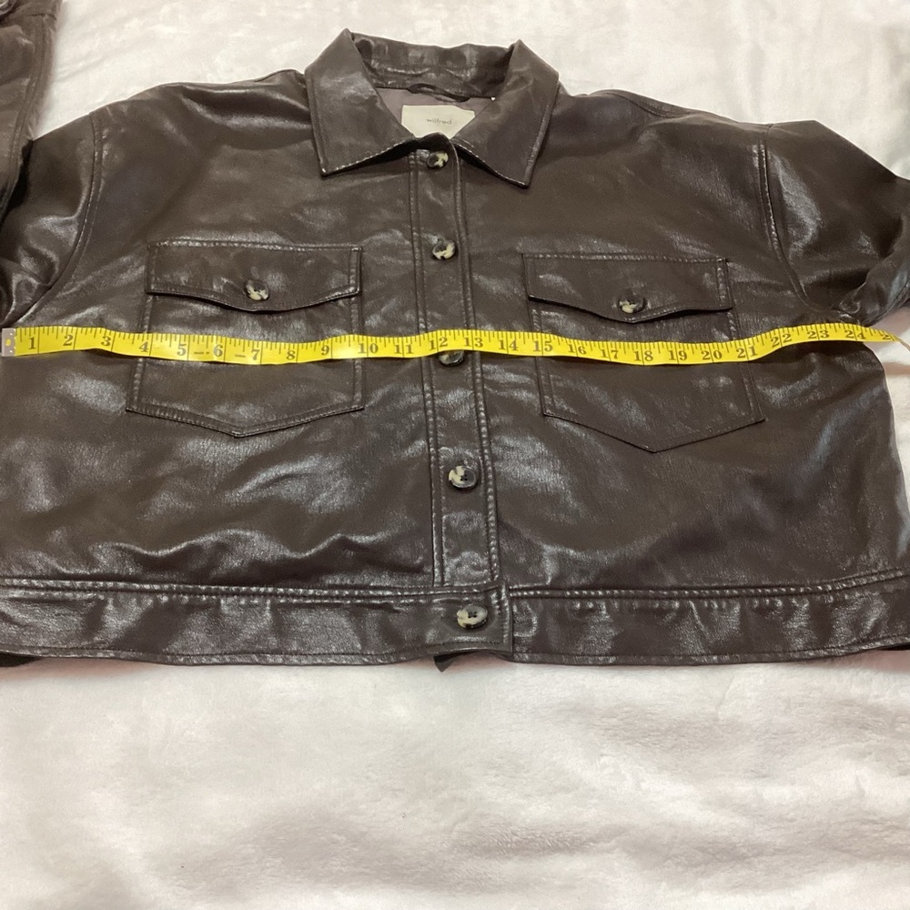 Aritzia Wilfred Vegan Leather Shirt Jacket Dark Brown XL Buttery Soft Cropped - Picture 5 of 8